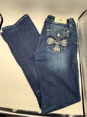 Miss Me Chloe Blue Embroidered Bootcut Jeans